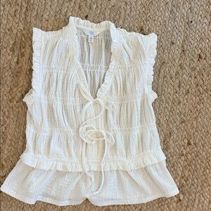 Time and Tru Cream Ruffled Blouse